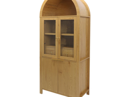 Fluted Tall Arched Pantry Cabinet With Adjustable Shelves