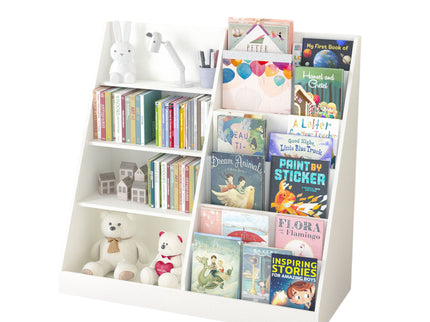 Bookshelf And Toy Storage Organizer, 4 Tier Bookcase With Display Stand For Playroom
