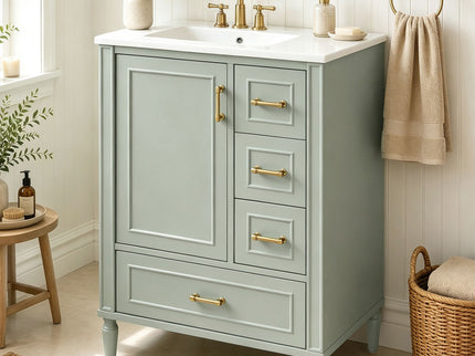 Modern Bathroom Vanity With Sink, Soft Close Doors, 3 Drawers