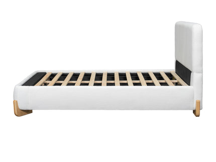 Elegant Boucle Upholstered Bed With Solid Wood Feet