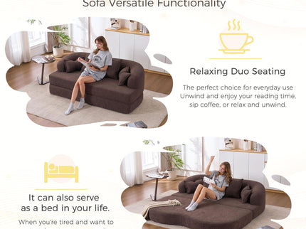 Foldable Sofa Bed, Boneless Couch Convertible Sleeper With 4 Pillows
