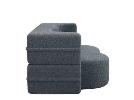 Modern Floor Sofa, With 2 Pillows, Convertible Teddy Fabric Foam Filled Bed