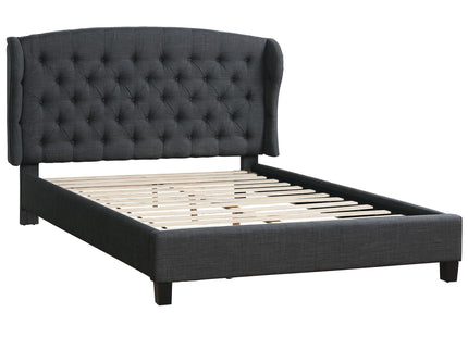 Bed With Adjustable Button Tufted Headboard