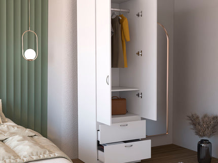 Armoire Organiser, Two Shelves, Rod, Double Door Cabinet Armoire