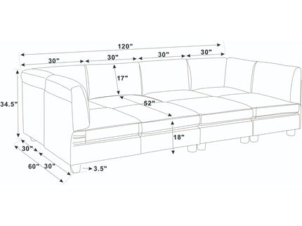 Upholstered Modular Sectional, Customizable Layout, Removable Cushions - Black