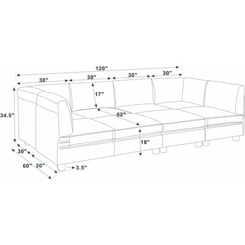 Upholstered Modular Sectional, Customizable Layout, Removable Cushions - Black