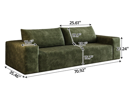 3 Setaser Sofa, Deep Seat Couches For Living Room - Green