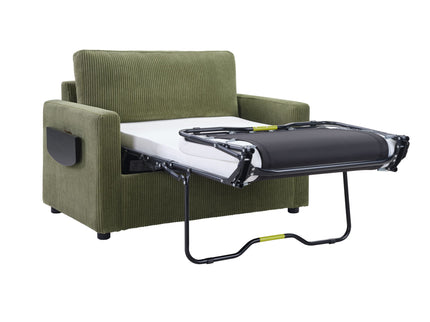 Sleeper Sofa With Foldable Mattress, USB Ports, Side Table & Storage Pocket