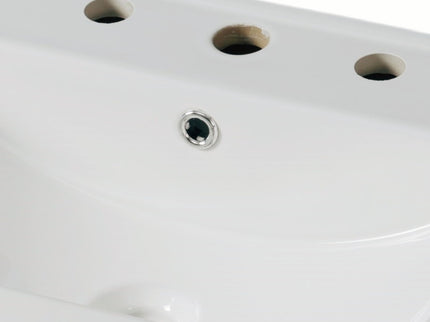 Modern Bathroom Vanity With Ceramic Sink, Tempered Blurred Glass Doors