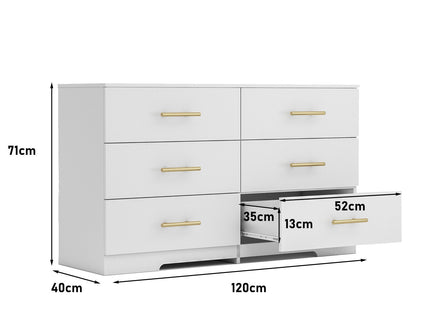 Large 6 Drawers Chest Of Drawer Dressers Table With Handle