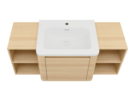 Wall Mounted Bathroom Vanity With Sink, Storage Shelves & Soft Close Door