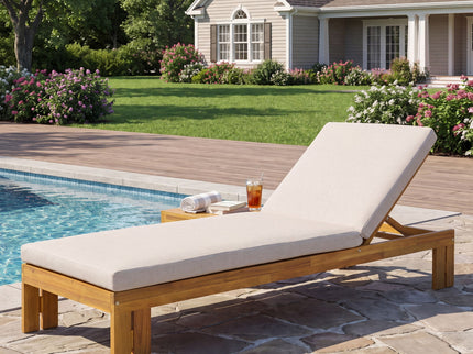 Outdoor Chaise Lounge With 5 Position Adjustable Backrest