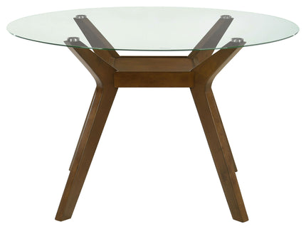 Flynn - Round Glass Top Dining Table - Brown