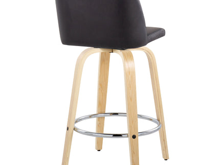 Toriano - Contemporary Fixed-Height Counter Stool With Swivel And Round Footrest (Set of 2)