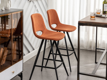 Porth - 28.25" Fabric Kitchen Counter Height Stools (Set of 2) - Orange