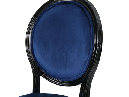 French Country Inspired Dining Chair With Iconic Round Backrest - Navy Blue