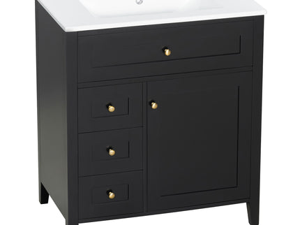 Modern Bathroom Vanity With Sink, 3 Drawers And Adjustable Shelf
