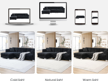 Modern Cloud Sectional Sofa L Shaped Luxury Couch Set With 2 Free Pillows 4 Seat With Oversized Chaise