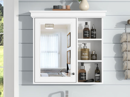 Wall Mounted Bathroom Medicine Cabinet With Mirror And Adjustable Storage With Soft Close Hinges