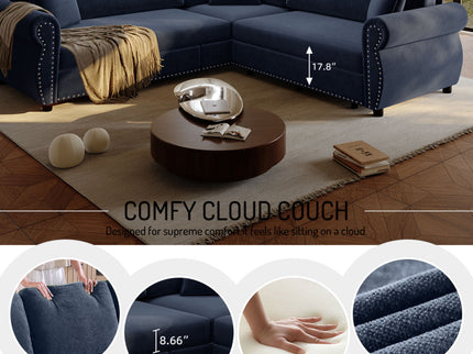 L-Shaped Sofa Couch With Pull-Out Bed