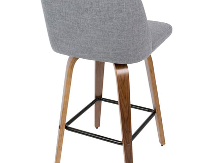Toriano - Mid Century Modern Fixed Height Counter Stool & Square Footrest (Set of 2)