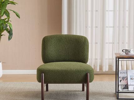 Modern Boucle Lounge Chair With Solid Wood Fram