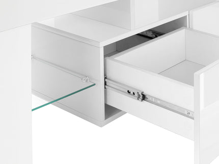 TV Stand, Console, Media Entertainment Center, Storage Cabinet, Glossy Contemporary & Modern - White
