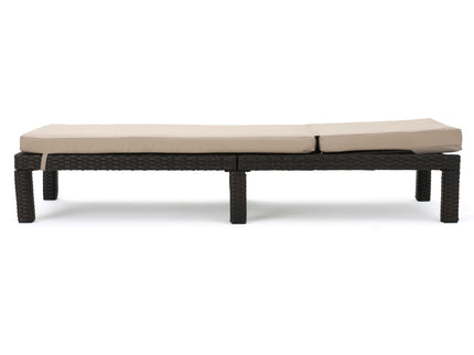 Puerta - Chaise Lounge Frame Cushion Outdoor Wicker Iron - Beige / Dark Brown