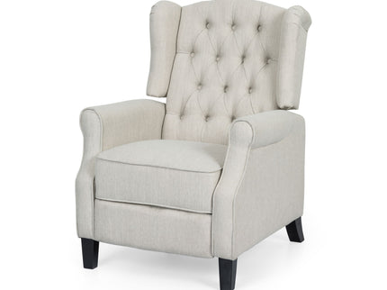 Contemporary Tufted Fabric Push Back Recliner - Beige