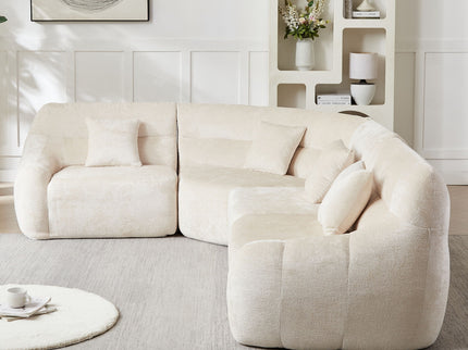 Luxury Curved Corner Sectional Sofa With 4 Pillows