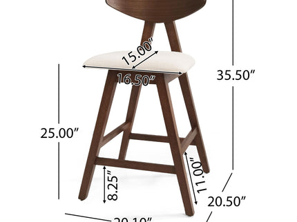 Mid Century Modern Counter Stool With V Shape Frame And Upholstered Seating
