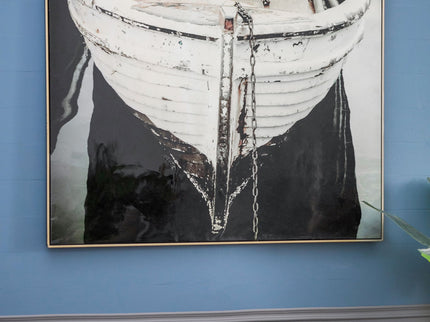 Large And Rectangular Wall Art With Frame, Wall Decor For Living Room - White / Blue