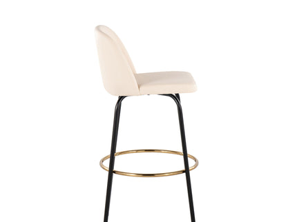 Toriano - Contemporary Fixed Height, Barstool With Swivel & Round Footrest (Set of 2)