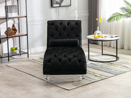 Chaise Lounge Indoor, Button Tufted Upholstered Chaise Lounge Chair With Pillow