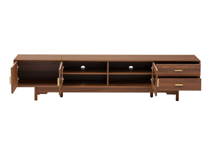 Modern TV Stand With Fluted Glass Doors & 2 Drawers