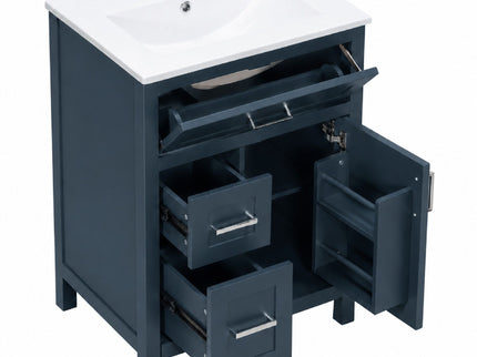 Modern Bathroom Vanity With Sink, Flip Drawer & 2 Drawers, Soft Close Hinges, Adjustable Shelf
