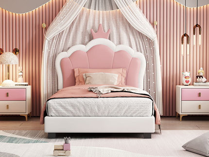 Upholstered Princess Platform Bed With Crown Headboard