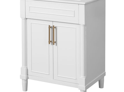 Bathroom Vanity With Integrated Sink, 2 Door Cabinet, Single Sink For Small To Medium Bathrooms