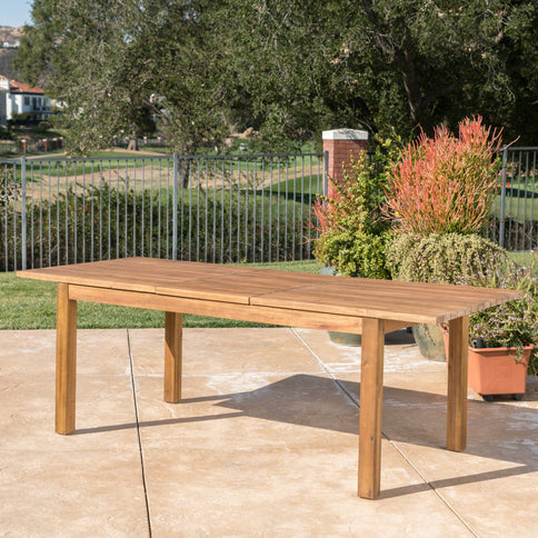 Wilson - Expandable Dining Table With Slat Design - Teak Acacia Wood