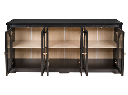 Modern Arched Glass Sideboard With 6 Doors, Buffet Cabinet With Storage And Adjustable Shelves