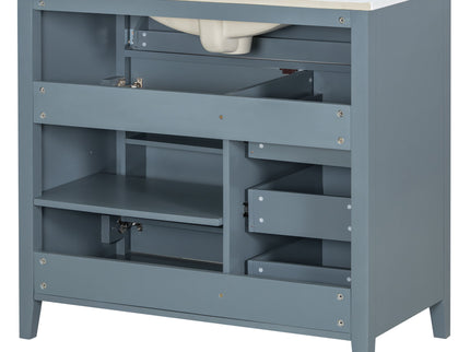 Bathroom Vanity With Sink, 3 Drawers & Cabinet With Adjustable Shelves