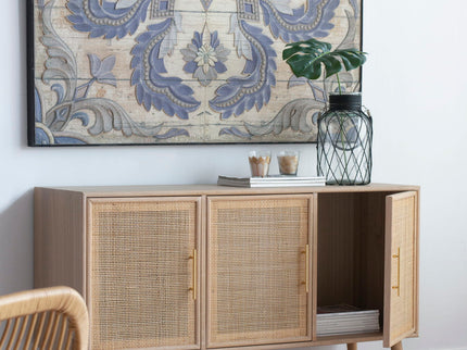 Wooden Accent TV Cabinet With 3 Doors - Brown