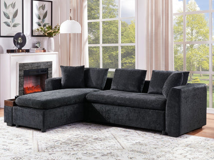 Modern L Shaped Sectional Sofa With Upholstery And Wooden Storage
