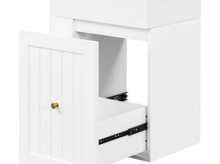 Modern Bathroom Vanity With Sink, Storage Cabinet, Drawer & Side Shelf