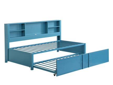 Industrial Metal Daybed With Trundle, Storage Shelves, USB Ports