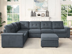 Dark Gray / 7 Seater Sectional Sofa With Ottoman
