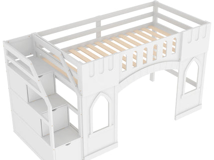 Loft Bed With Storage Staircase And Windows