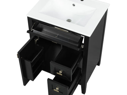 Bathroom Vanity With Sink, 3 Drawers & Cabinet With 2 Tier Door Storage Rack, Soft Close Doors & Drawers