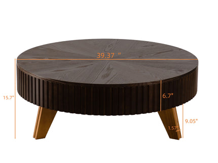 Round Retro Coffee With Solid Wood Legs
