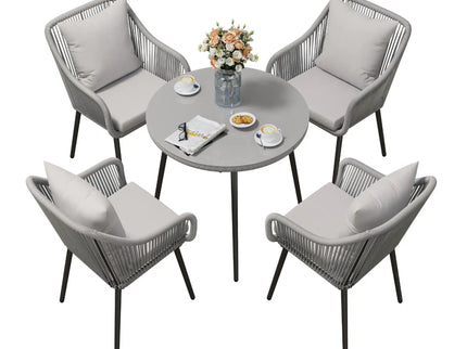5 Piece Twisted Rattan Patio Dining Set With Table